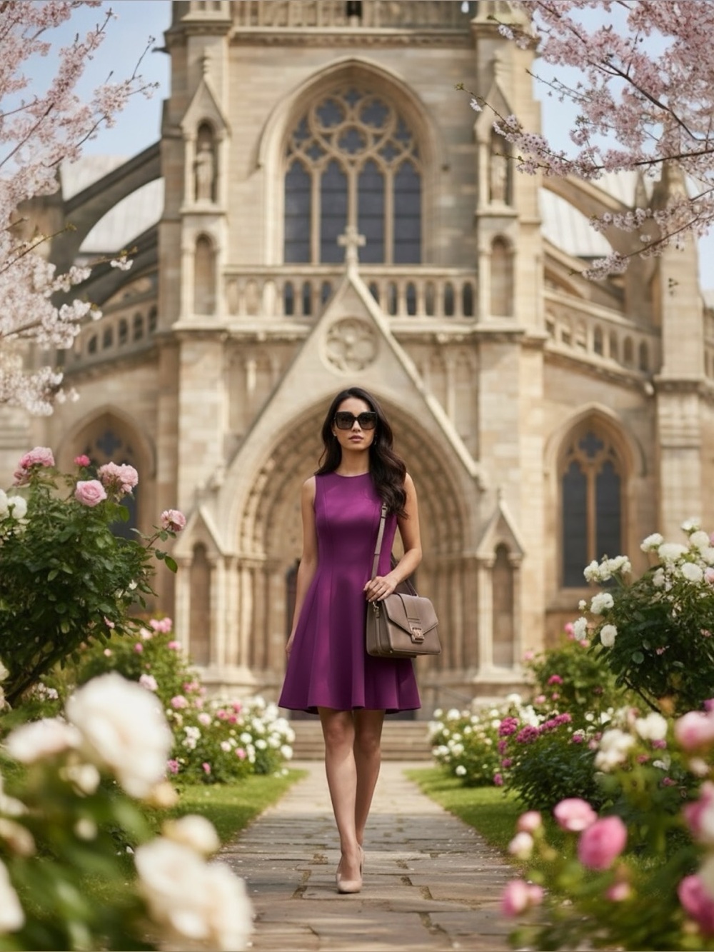 DONNA RICO PURPLE SLEEVELESS SCUBA KNIT FIT AND FLARE DRESS